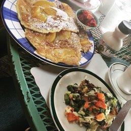 Fruit pancakes and a salad at the Red Barn cafe